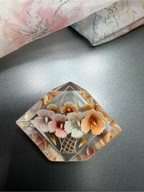 Vintage Floral Brooch Reverse Carved #278ub